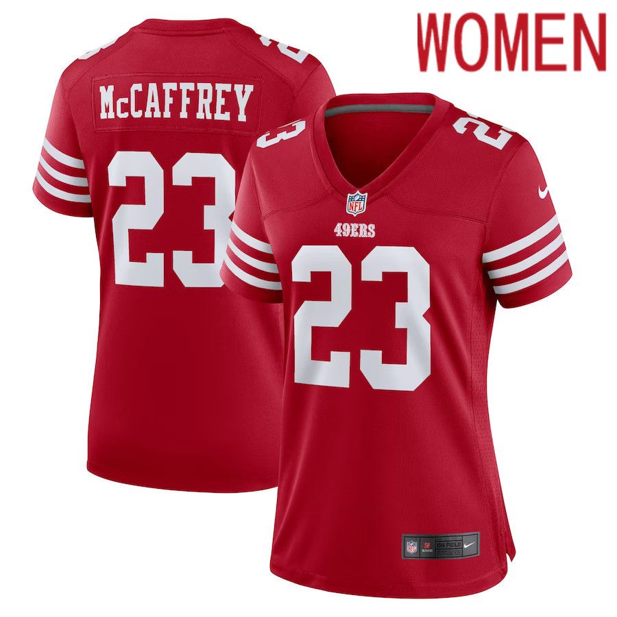Women San Francisco 49ers 23 Christian McCaffrey Nike Scarlet Game Player NFL Jersey